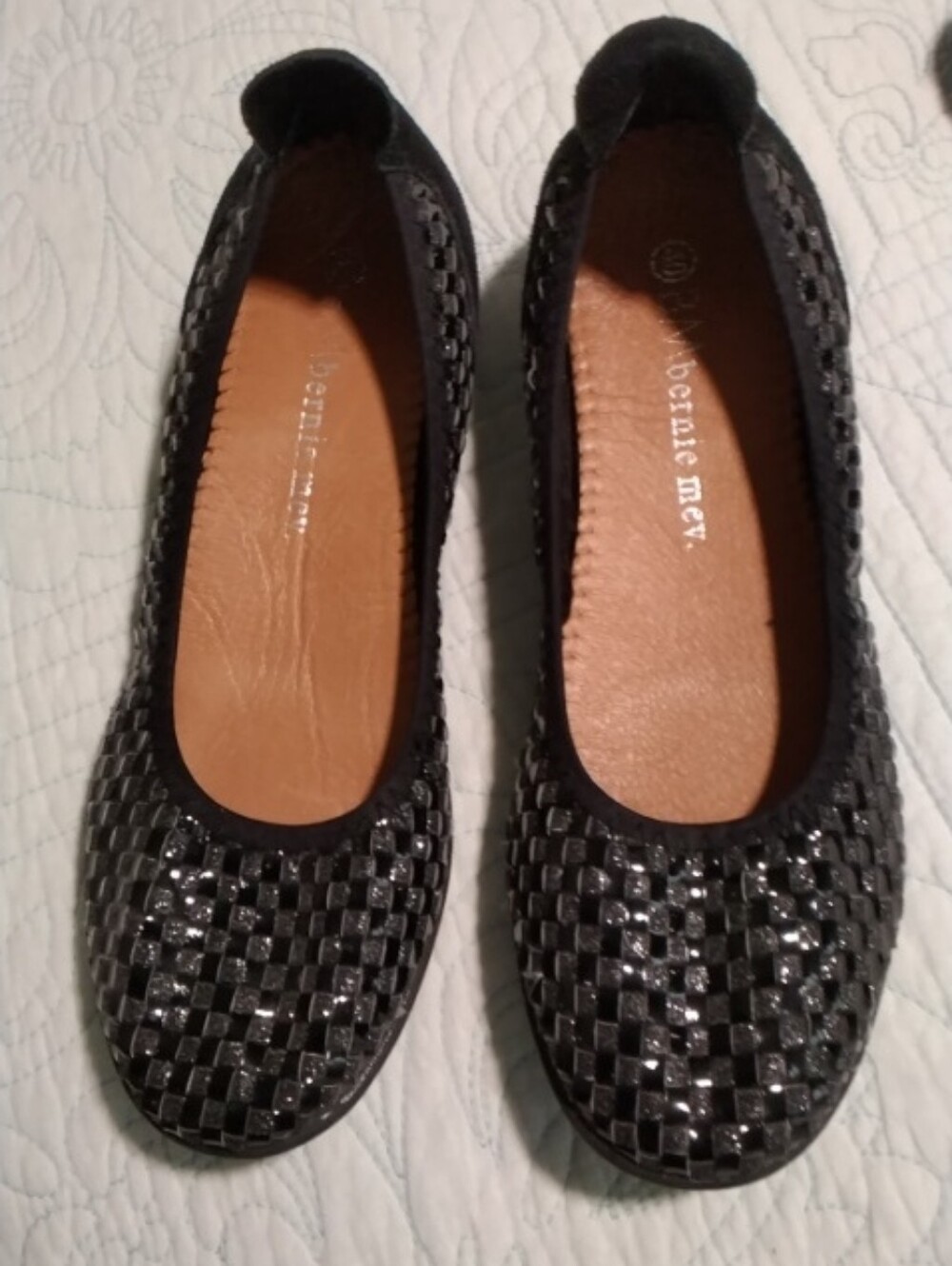 bernie mev. Black Woven Ballet Flats with Shimmer